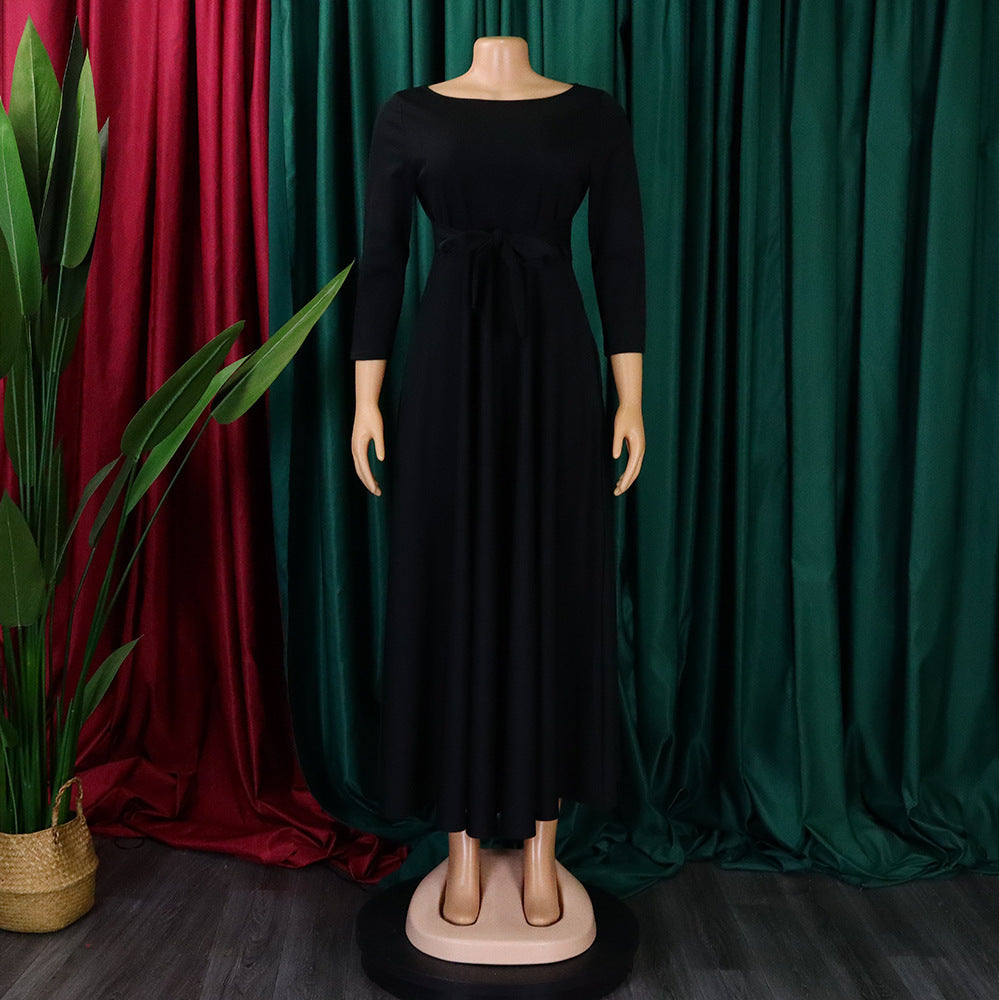 Simple Tie-Waist Plus Size Dress