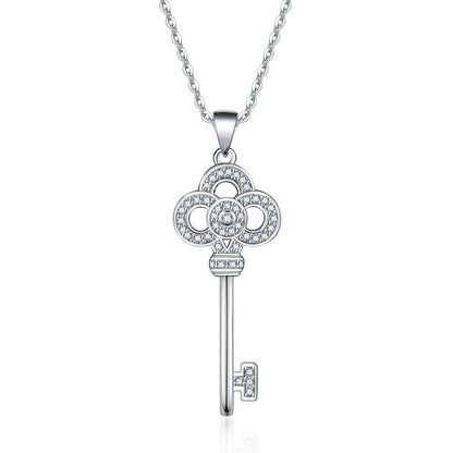 Full Rhinestone Light Luxury Key Pendant Necklace