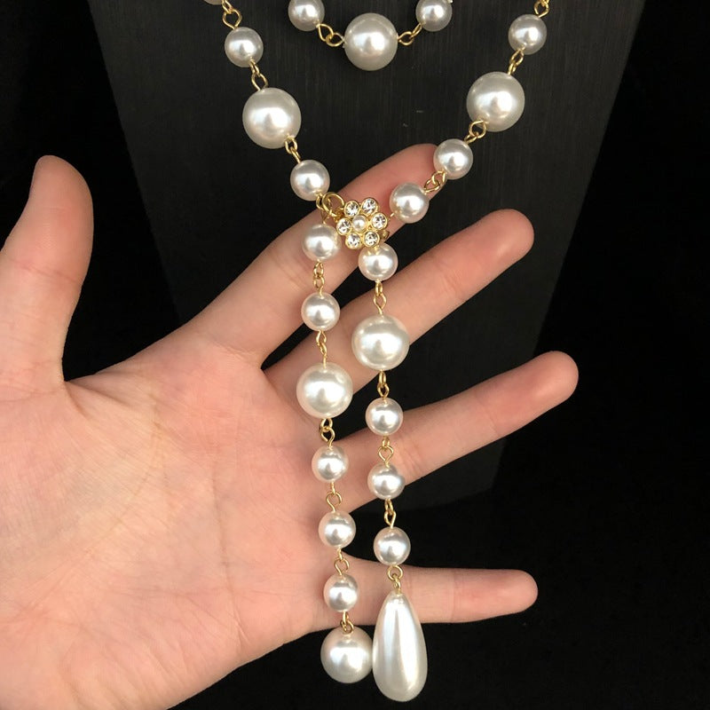 Glazed Glass Pearl Long Necklace