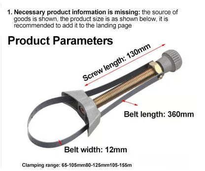 ✨LAST DAY ONLY 49% OFF🔥USA NEW Auto Car Diameter Adjustable Oil Filter Removal Strap Wrench Tool