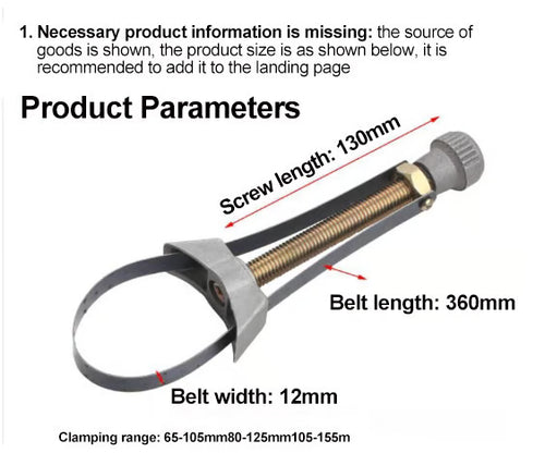 ✨LAST DAY ONLY 49% OFF🔥USA NEW Auto Car Diameter Adjustable Oil Filter Removal Strap Wrench Tool