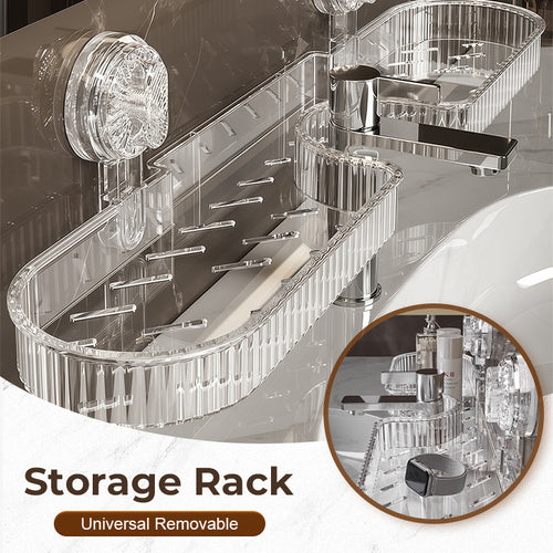 🚰 50% OFF HOT SALE 2025! ✨ Universal Removable Faucet Storage Rack - Expandable Design with Drainage Holes for Kitchen & Bathroom Organization 🛁💫